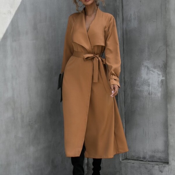Bellanblue Jackets & Blazers - Chic Camel Waterfall Office Work Trench Coat Jacket